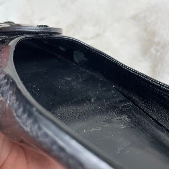🔥Tory Burch Reva Ballet Flats Black Patent Leather Shoes Logo Women Size 6 - Picture 10 of 13